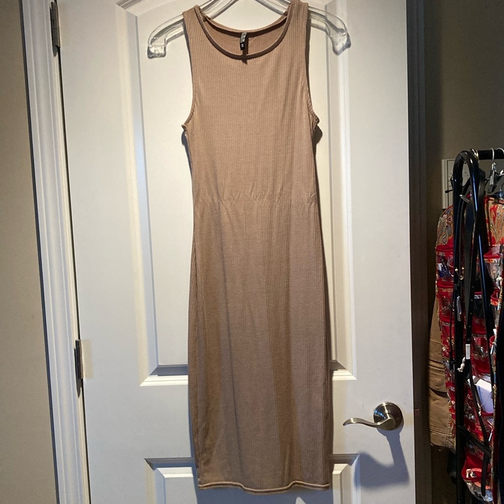 Beige High Neck Cotton On Maxi Dress